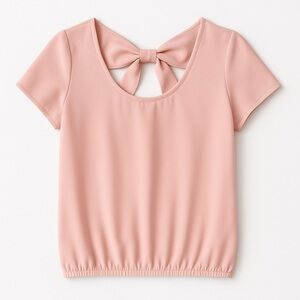 Pink Bow-Back Blouse • Soft Blush • Size S
